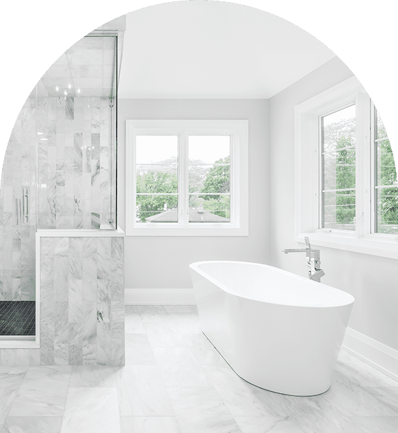 Elegant white bathroom with natural light